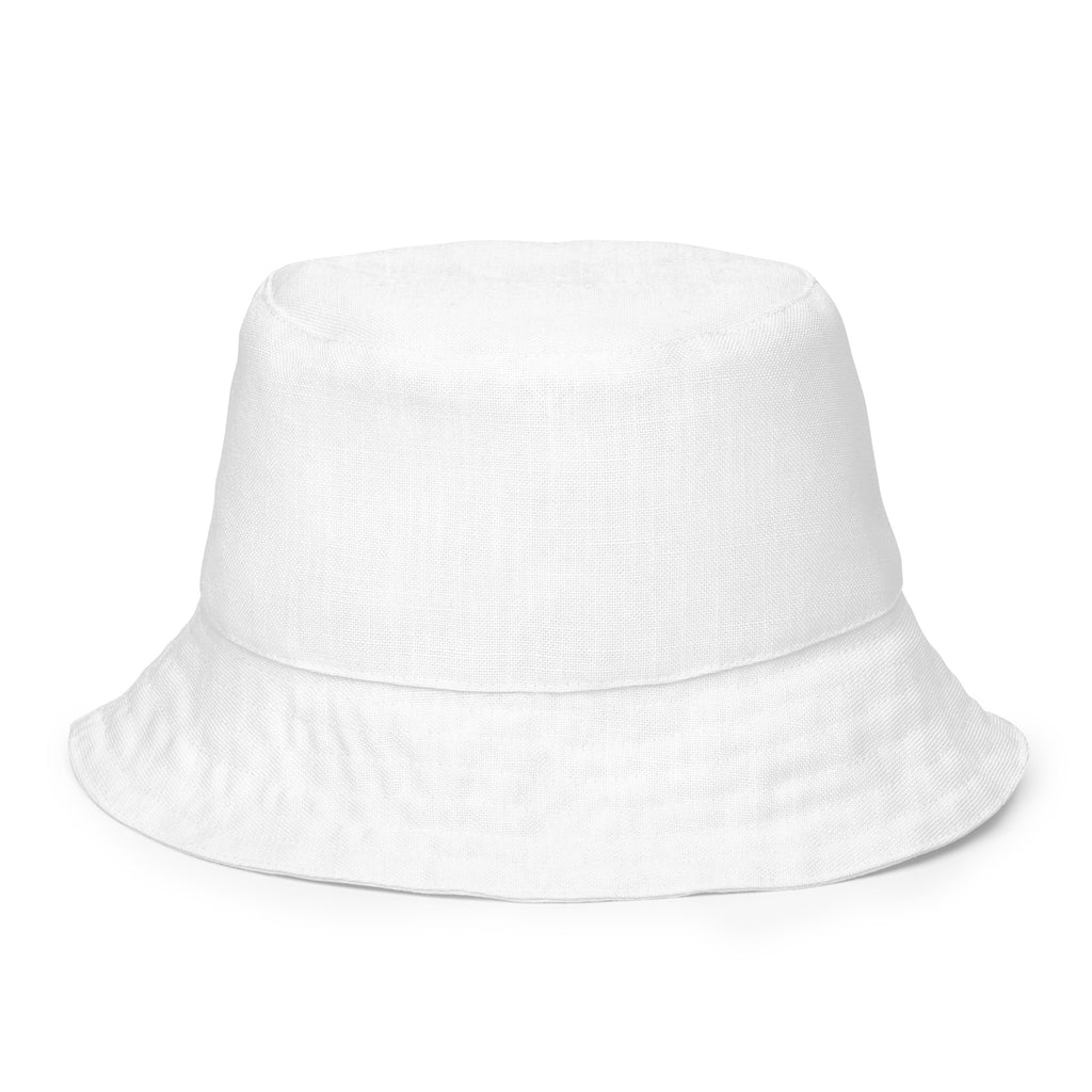 "Reversible bucket hat white back view - premium polyester streetwear accessory"