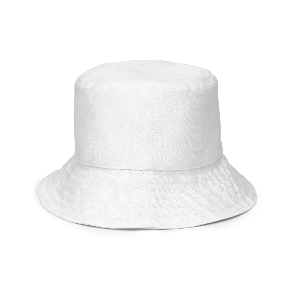 "Reversible bucket hat interior detail - breathable polyester with linen feel"