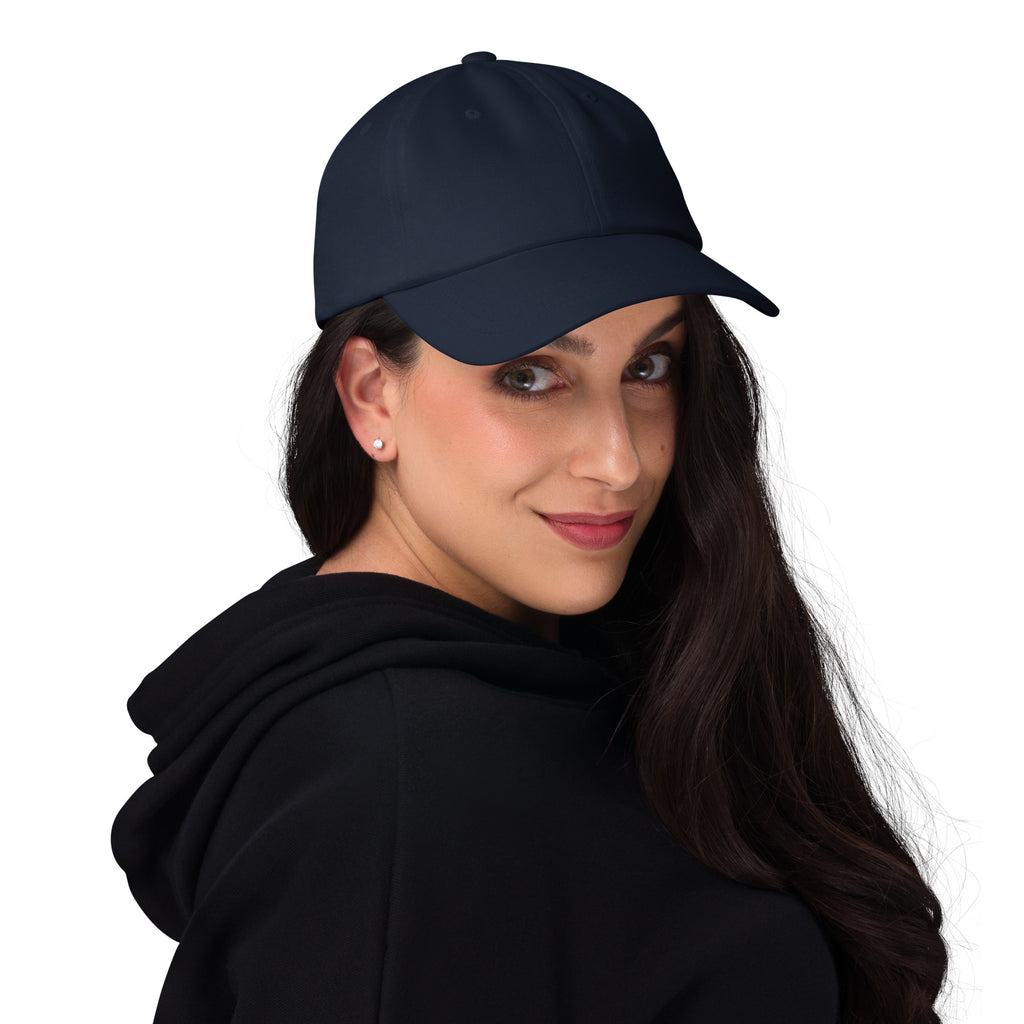  "Navy blue dad hat classic baseball cap front view"