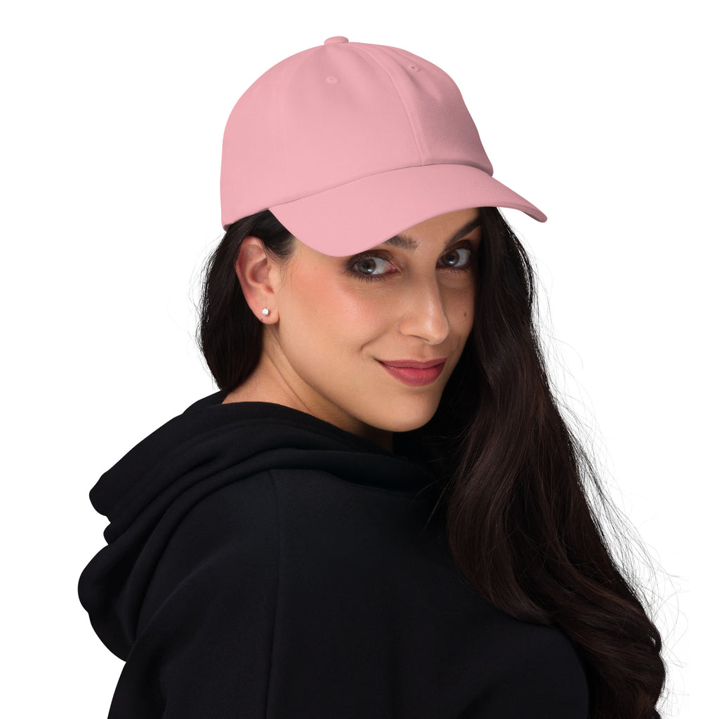 "Pink dad hat classic baseball cap front view"