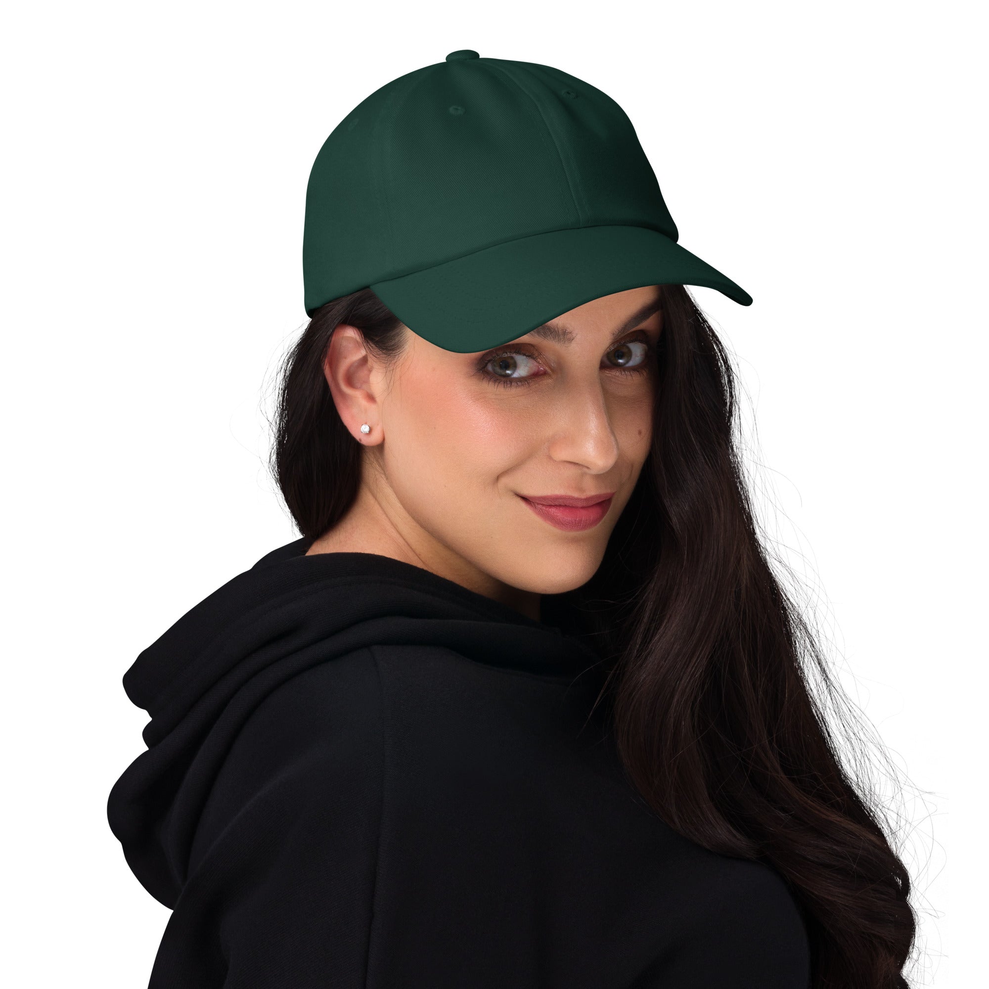 "Spruce green dad hat classic baseball cap front view"