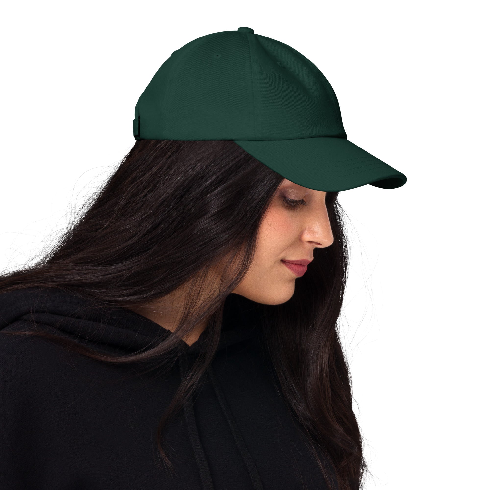 "Spruce green dad hat classic baseball cap right side view"