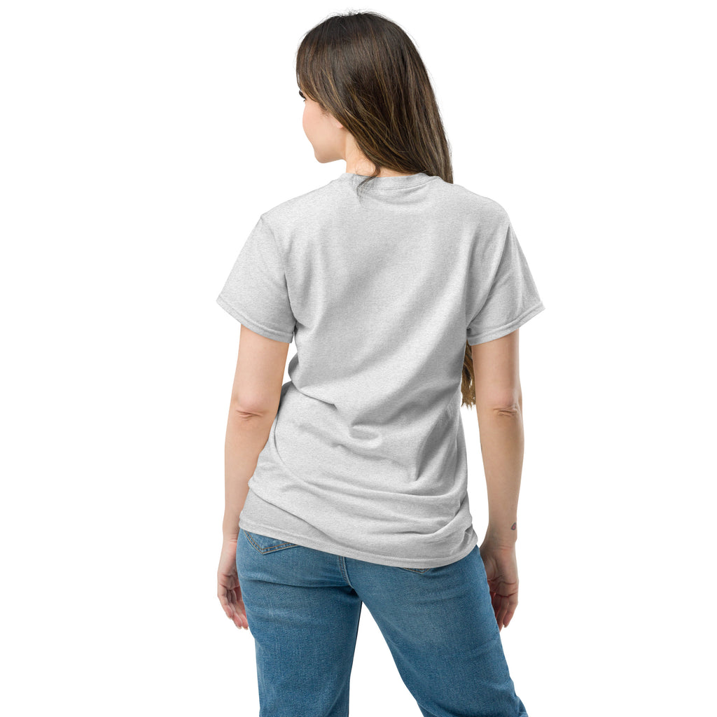 Unisex classic tee back view showing durable construction and tagless design