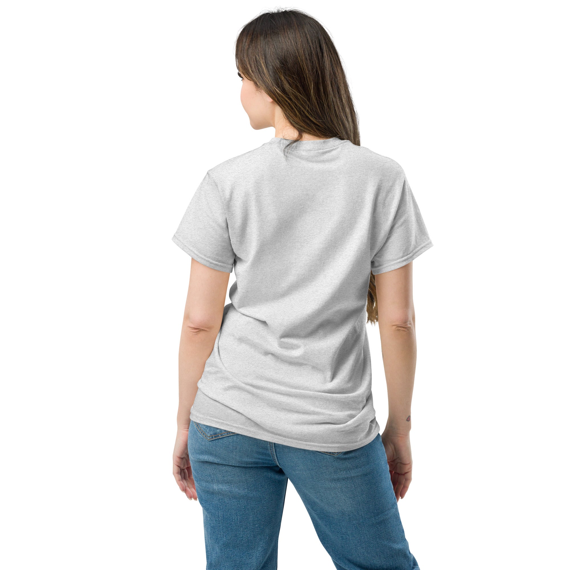 Unisex classic tee back view showing durable construction and tagless design