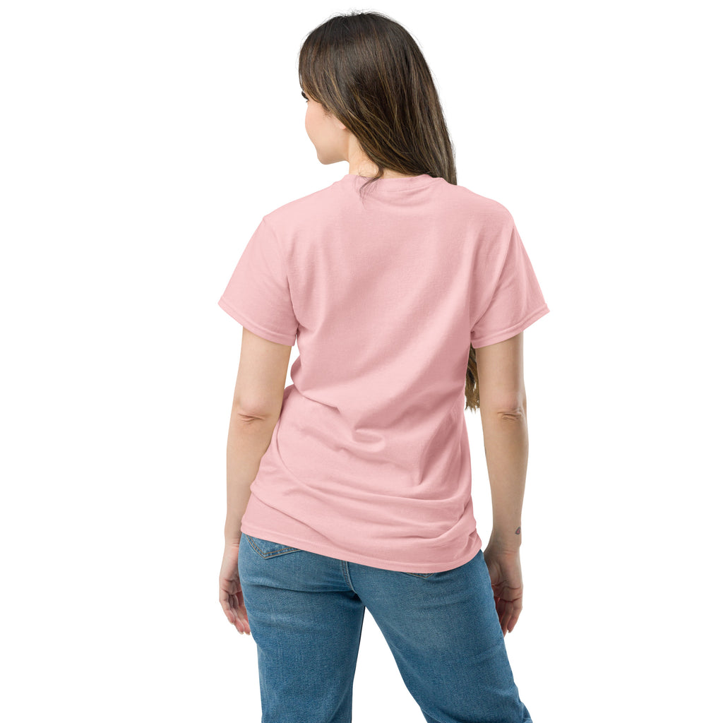 Unisex classic tee back view showing durable construction and tagless design